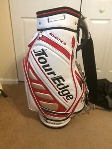 Tour Edge Exotics White/Red/Black Staff Golf Bag with Cover and Strap image 1