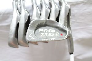 Used RH Ping Zing 2 Iron Set 4-PW Karsten 101 Graphite Regular Flex Red Dot image 1