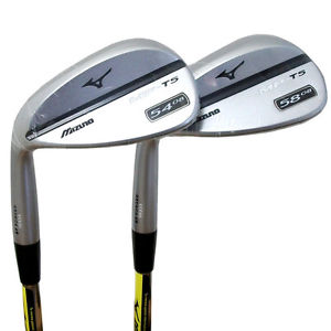NEW Left Handed Mizuno MP-T5 White Satin Sand &amp; Lob Wedge Set 54° 60° Steel LH image 1
