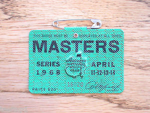 1968 MASTERS GOLF AUGUSTA NATIONAL BADGE TICKET BOB GOALBY 1ST WIN VERY RARE