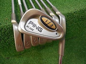 USED RH PING I3 BLADE 3-PW IRON SET BLACK DOT JZ STIFF FLEX STEEL RH