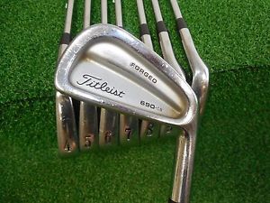 USED RH TITLEIST 690 CB FORGED 3-PW IRON SET DYNAMIC GOLD STIFF FLEX STEEL RH