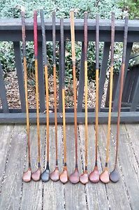 10 Antique Vintage Hickory Wood Shaft Woods