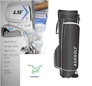 AGX GIRLS TEEN LS1 GOLF CLUB SET STAND BAG+460 DRIVER+3 WD+HYBRID+IRONS+PUTTER
