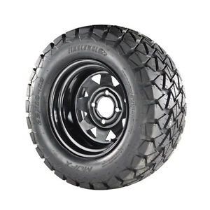 12x8 Black Steel Rims with 22x10x12 Timberwolf A/T Tires  (20-023TW)