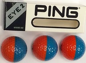 1 Sleeve Of 3 Ping Eye 2 TEAL And Orange Golf Ball Mint condition RARE