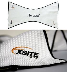 EXSITE Golf Large Waffle Caddy Towel Large 41" x 7" x 21" 48 Towels White Black