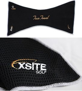 EXSITE Golf 48 Pineapple Waffle Caddy Towel Large 41" x 7 x 21 Black White Trim