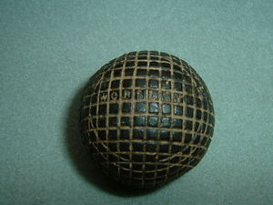 Antique c1880-90's Scarce  WORSLEY  Line Cut GUTTY Ball (Gutta Percha)
