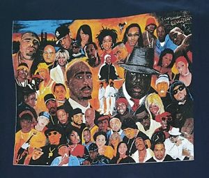 VINTAGE  RAP / HIP HOP  L - TUPAC / JUVENILE / JAY Z RARE PAINTING PRINT  NEW