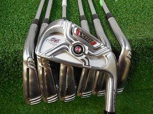 USED RH ADAMS XTD A-TOUR 4-PW IRON SET KBS TOUR STIFF FLEX STEEL RH