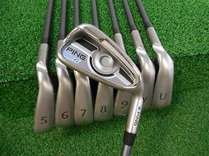 USED RH PING G 4-GW IRON SET BLUE DOT PING CFS 80 STIFF FLEX GRAPHITE RH