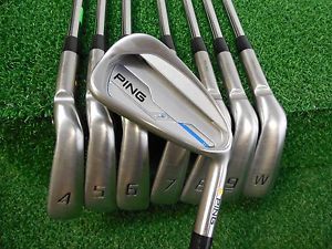 USED RH PING I 3-PW IRON SET YELLOW DOT DYNAMIC GOLD STIFF FLEX STEEL RH
