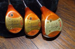 14109 Vintage Ben Hogan Apex RH GOLF CLUBS  Persimmon Woods # 1, 3, 5  MINT