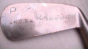 RARE  Antique Anderson ARMY & NAVY SMOOTH FACED  PUTTER Hold Fast Wood Shaft