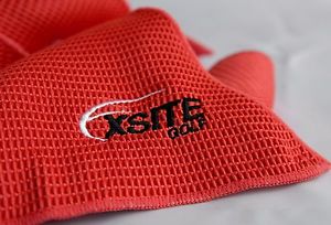 48 EXSITE Golf Pineapple Waffle Caddy Towel Large 41 x 7 x 21 Red Red Trim NEW