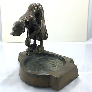 Frankart Art Deco Period Golfer Metal Ashtray, Golf, Golfing