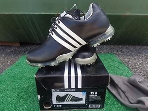 Adidas adiPURE Black & White Leather Waterproof Golf Shoes US Size 8 Medium NEW