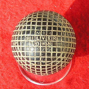 ANTIQUE GOLF BALL, GUTTY, GUTTA-PERCHA, PRESTON #4. c1890, RARE