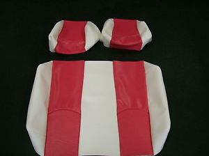 Yamaha G14-G22 Golf Cart Custom Vinyl Seat Covers-Front & Rear(White w/Pink)