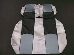 Yamaha Drive Golf Cart Seat Covers-Front & Rear-Staple On(Slvr CF w/Blk-Gry Stp)