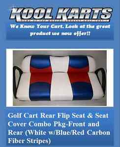 Yamaha G14-G19 Rear Flip Seat & Deluxe Seat Cover Combo Pkg(White/Blue-Red CF)