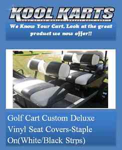 Yamaha Drive Golf Cart Deluxe Seat Covers-Front and Rear(White/Black Stripes)