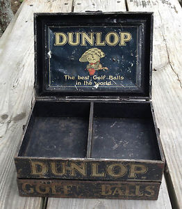 antique Dunlop  golf balls Metal  Display box circa 1910
