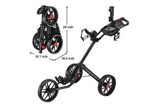 CaddyTek Caddylite 15.3 Quad-Fold Golf Push Cart 3 Wheels Black Weighs 7 kg SYD