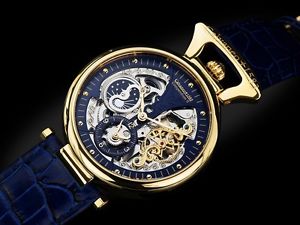 Calvaneo 1583 COMPENDIUM GOLD BLUE SQUELETTE AUTOMATIK UHR , VK: 1.289,- Euro