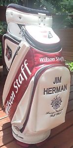 WILSON LEATHER GOLF BAG TRUMP/ "JIM HERMAN" National Golf Club- STAFF FG TOUR