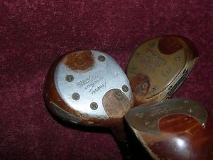 1950s MacGregor Tourney, M85W Eye-O-Matic Vintage Persimmon set of Woods 1, 3, 4