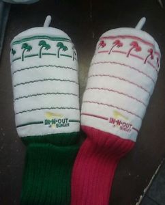 2  In n out burger golf club head covers 1 red and 1 green