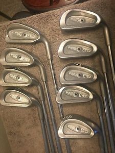 Ping Eye 2 + Black Dot KT-M Steel RH 3-SW Iron Set new Grips 8 Matching #'s