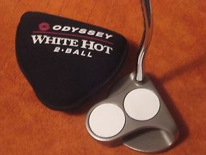 Rare New Odyssey Golf White Hot 2-Ball putter. Showroom vintage gem w/ cover.