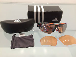 Adidas Sonnenbrille Schwarz/ Orange Breite L incl 3 Paar Gläser UVP € 269,00