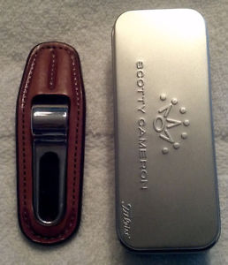 Scotty Cameron Stainless Steel SS Oval Pivot Divot Tool w/ Brown Leather Holster