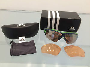 Adidas Sonnenbrille Halfrim Blue Green Breite L incl 3 Paar Gläser UVP € 269,00