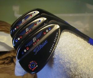 VOKEY SM4 PORTED BLACK CHROME 3 WEDGE SET 54-58-62 SPINE ALIGNED BLACK S300 WOW!
