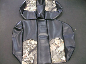 Yamaha Drive Hunting Golf Cart Vinyl Seat Covers-Front/Rear(Black w/Camo Top)