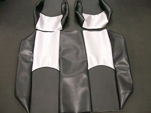Yamaha G14-G19 Golf Cart Custom Vinyl Seat Covers-Front/Rear(BLK/BLK/SILVER CF)