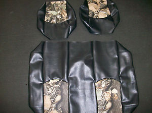 Yamaha G14-G22 Hunting Golf Cart Vinyl Seat Covers-Frnt/Rear(Black w/Camo Top)