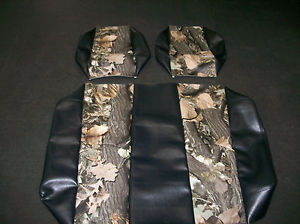 Yamaha G14-G22 Hunting Golf Cart Vinyl Seat Covers-Front/Rear(Black w/Camo)