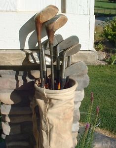 1950's Set Clubs Driver's 2-7&Putter Alex Duncan Vintage Coated Shaft w/GOLF BAG