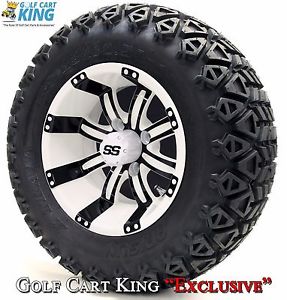 12" Tempest White and Black Wheels- X-Trail Tires+GTW Quality Golf Cart Lift Kit