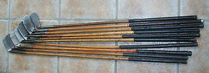 10 Antique Vintage Old 1920s Hickory Wood Shaft Golf Clubs