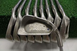 Used RH Ping Zing 2 Blue Dot 2-PW Iron Set Ping ZZ65 Regular Flex Steel Shaft image 1