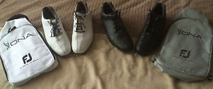 2 X Footjoy DNA Shoes Size 10 Wide & Shoe Bags