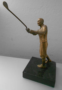 1920s Austrian Bronze GOLF Gene Sarazen Lookalike Wears Plus Fours Marble Base