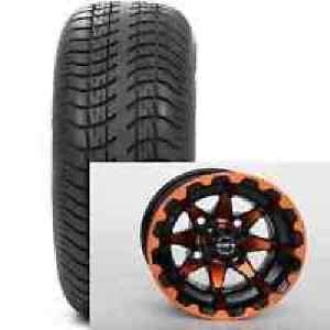 (4) STi 12" Orange Blue Red HD6 Aluminum Golf Cart Car Wheels & Low Profile Tire